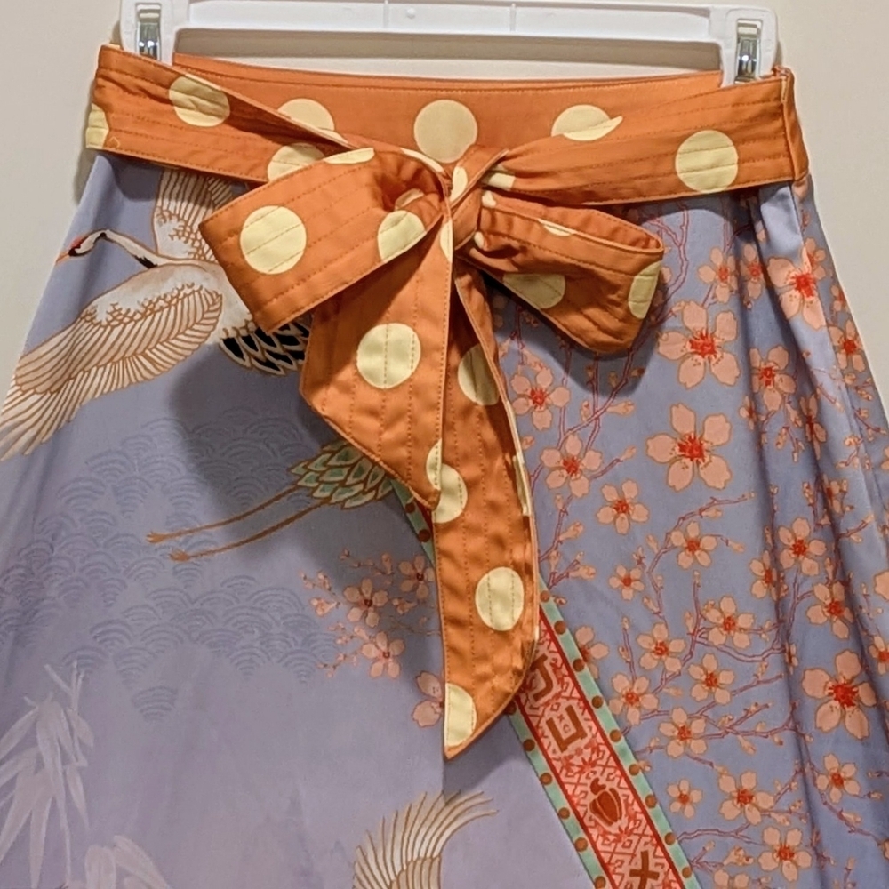 EUC Farm Rio S Heron Pattern Tie Waist Satin Harem Pants - Picture 2 of 8